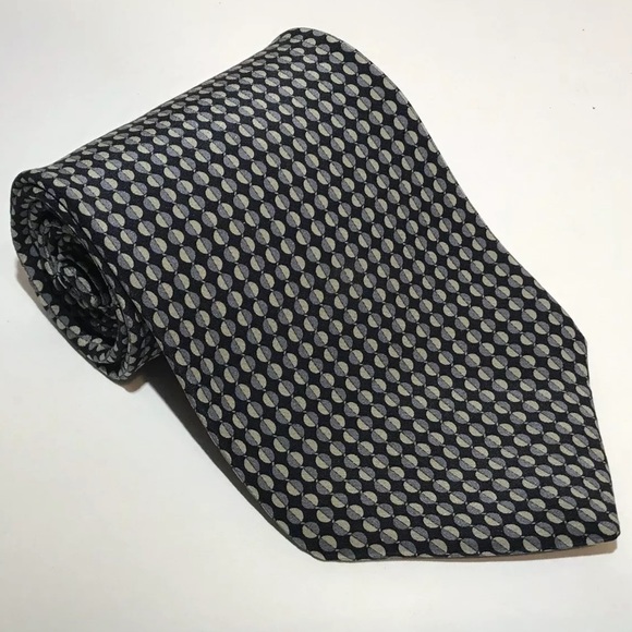 Kenneth Cole New York Tie Black Two Tone Circles - Picture 1 of 3